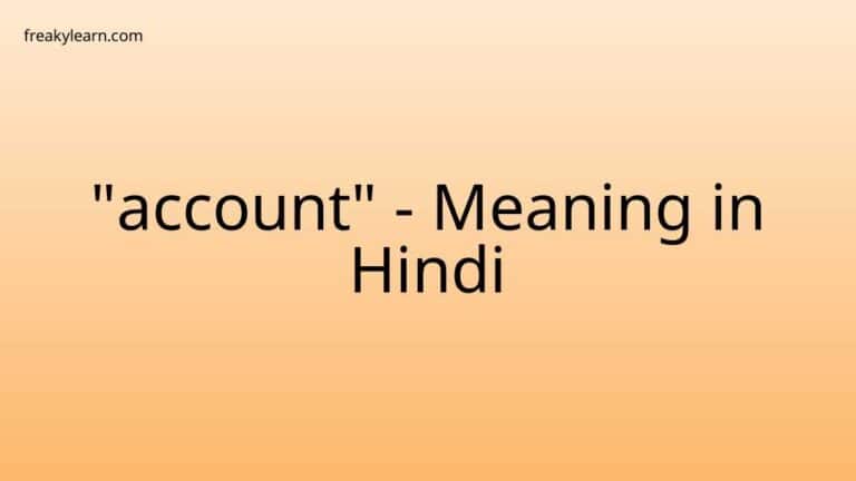 “account” Meaning in Hindi