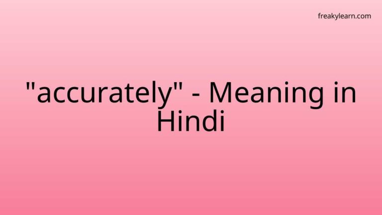 “accurately” Meaning in Hindi