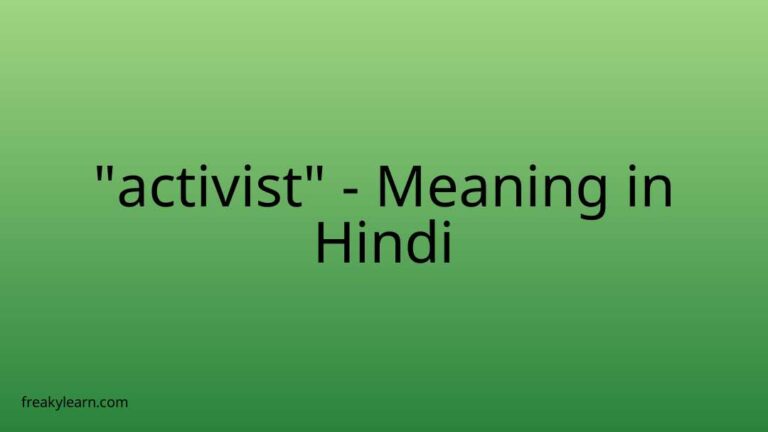 “activist” Meaning in Hindi