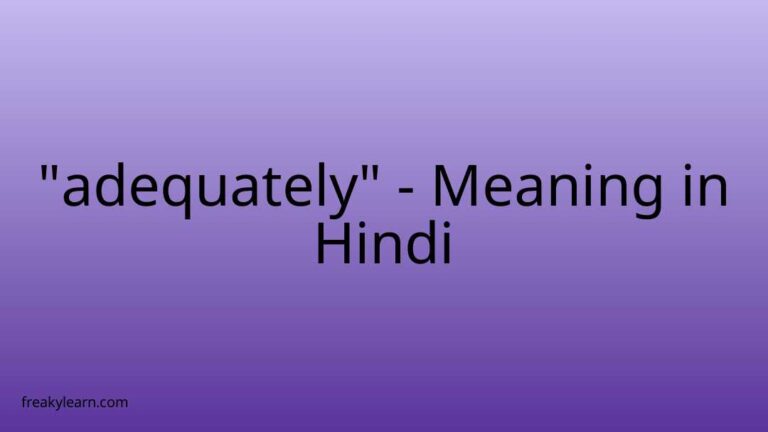 “adequately” Meaning in Hindi