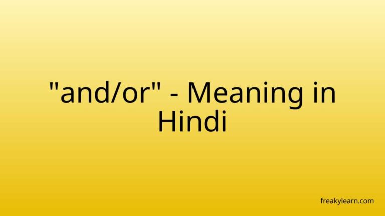 “and/or” Meaning in Hindi