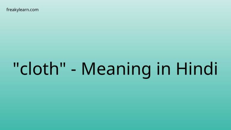 “cloth” Meaning in Hindi