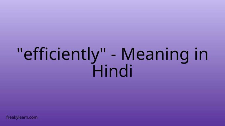 “efficiently” Meaning in Hindi