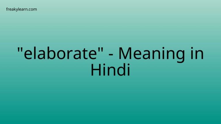 “elaborate” Meaning in Hindi