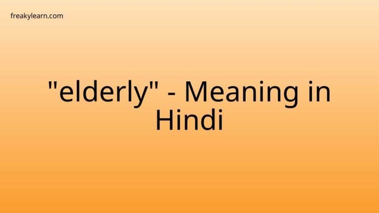 “elderly” Meaning in Hindi