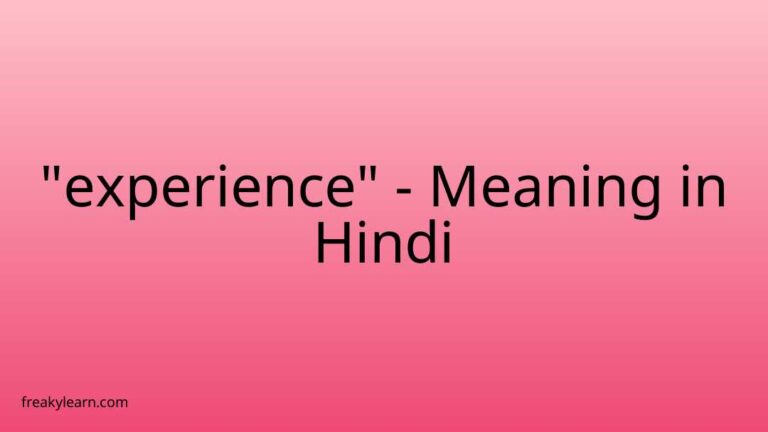 “experience” Meaning in Hindi