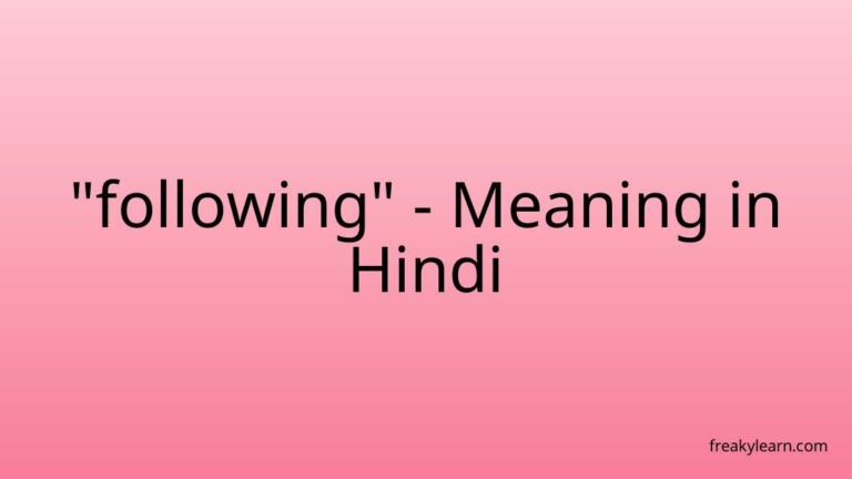 “following” Meaning in Hindi