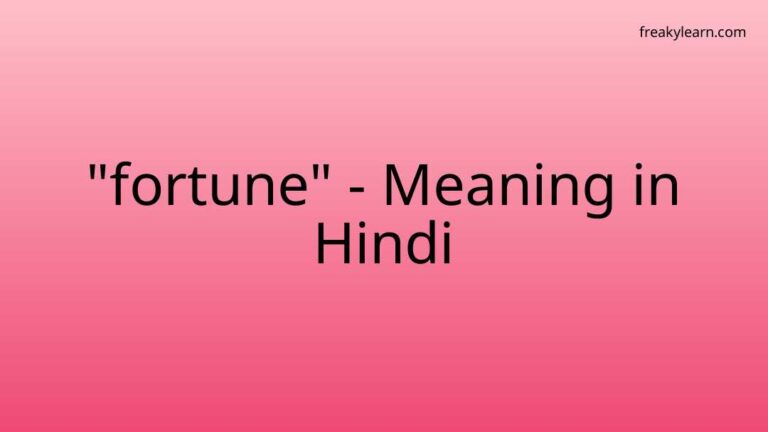 “fortune” Meaning in Hindi