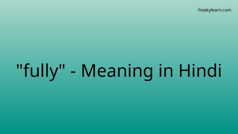 “fully” Meaning in Hindi