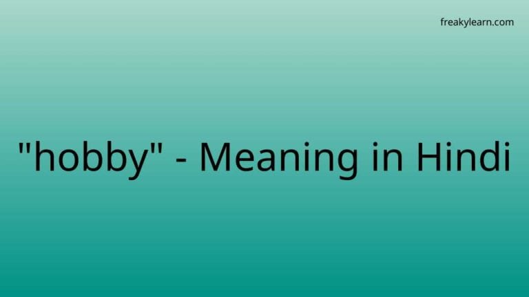 “hobby” Meaning in Hindi