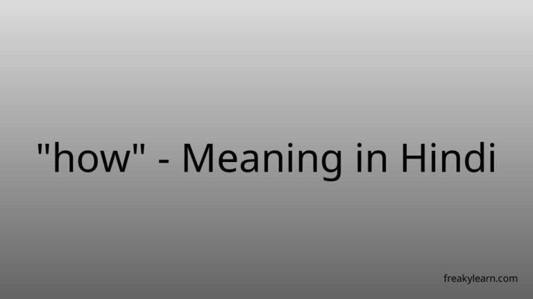 “how” Meaning in Hindi