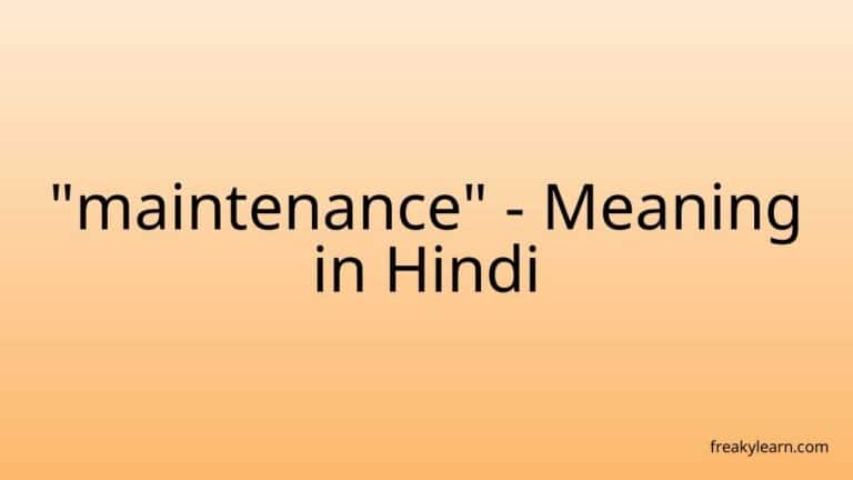 “maintenance” Meaning in Hindi