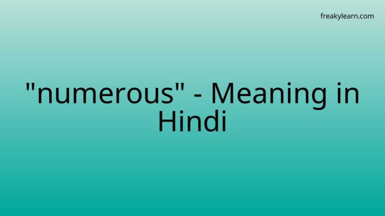 “numerous” Meaning in Hindi