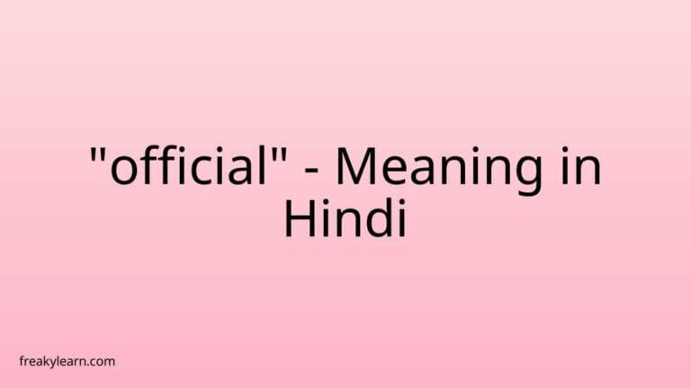 “official” Meaning in Hindi