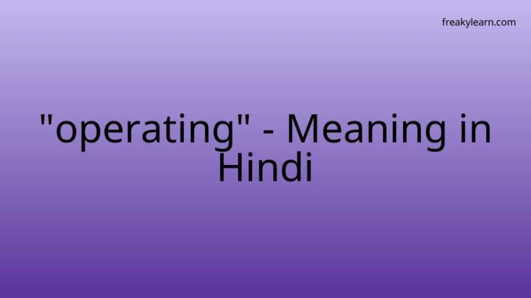 “operating” Meaning in Hindi