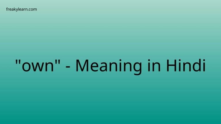 “own” Meaning in Hindi