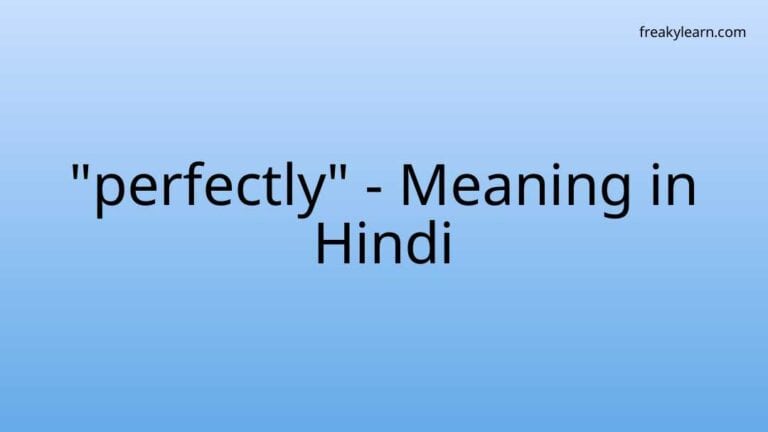 “perfectly” Meaning in Hindi