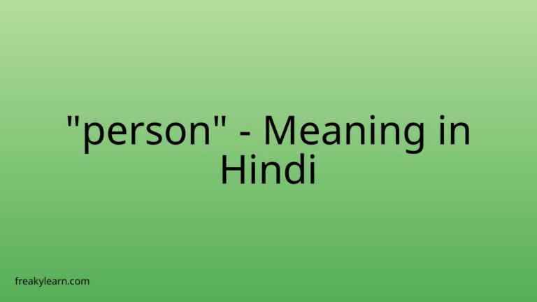 “person” Meaning in Hindi