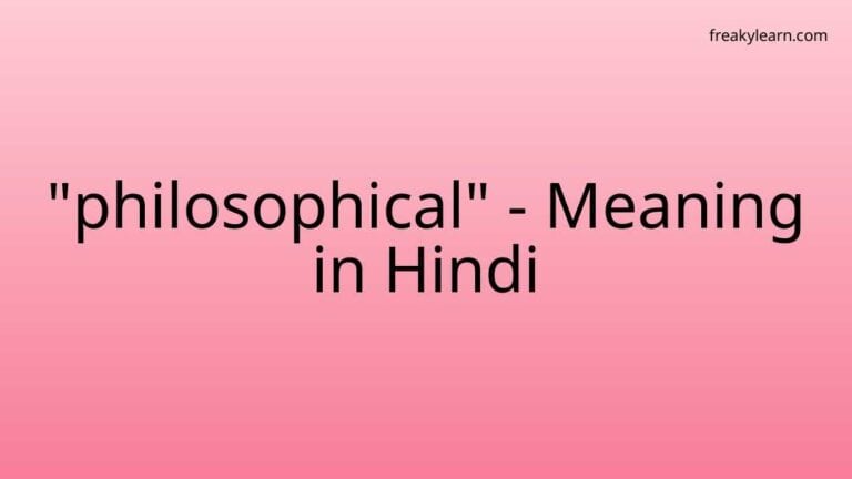 “philosophical” Meaning in Hindi