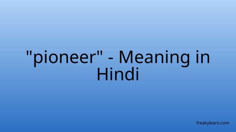 “pioneer” Meaning in Hindi