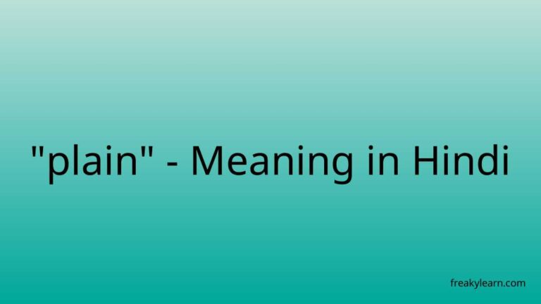 “plain” Meaning in Hindi