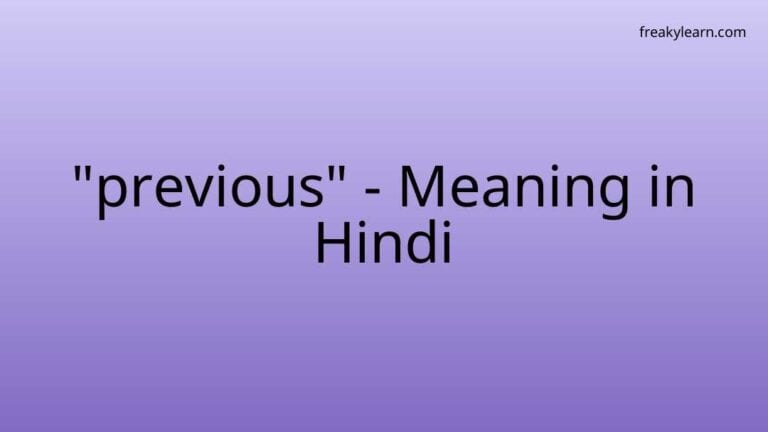 “previous” Meaning in Hindi