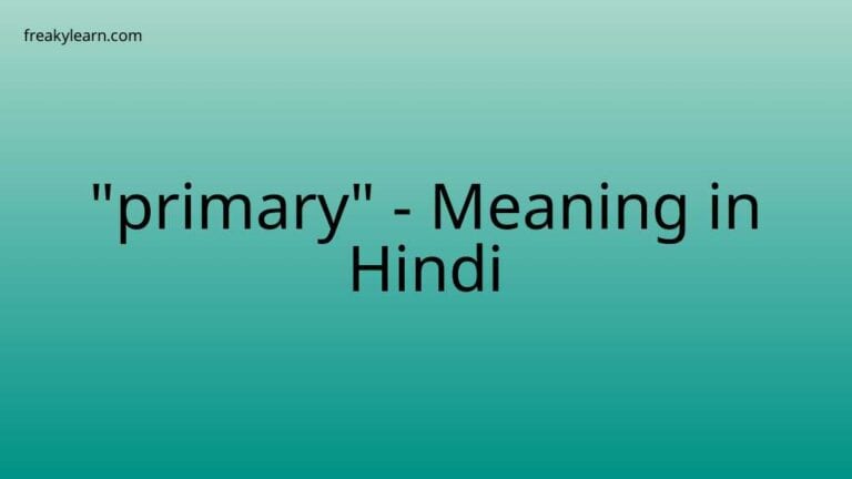 “primary” Meaning in Hindi