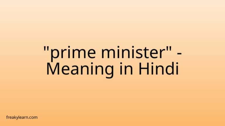 “prime minister” Meaning in Hindi