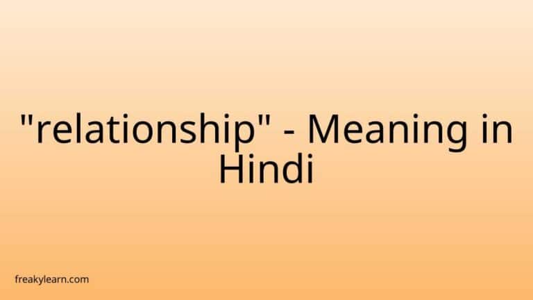 “relationship” Meaning in Hindi