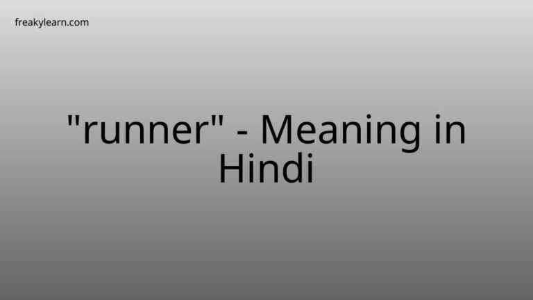 “runner” Meaning in Hindi