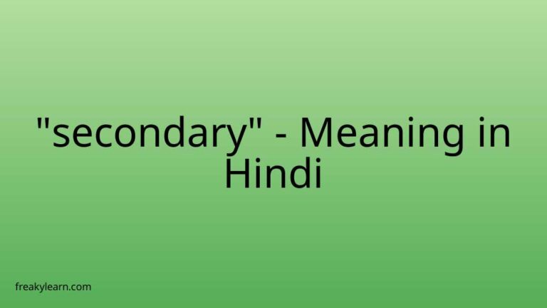 “secondary” Meaning in Hindi