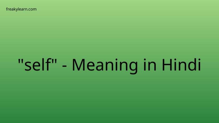 “self” Meaning in Hindi