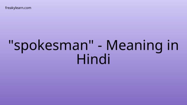 “spokesman” Meaning in Hindi