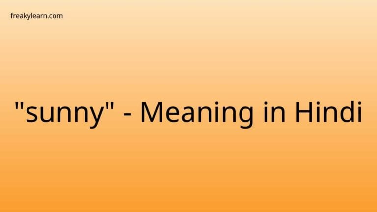 “sunny” Meaning in Hindi