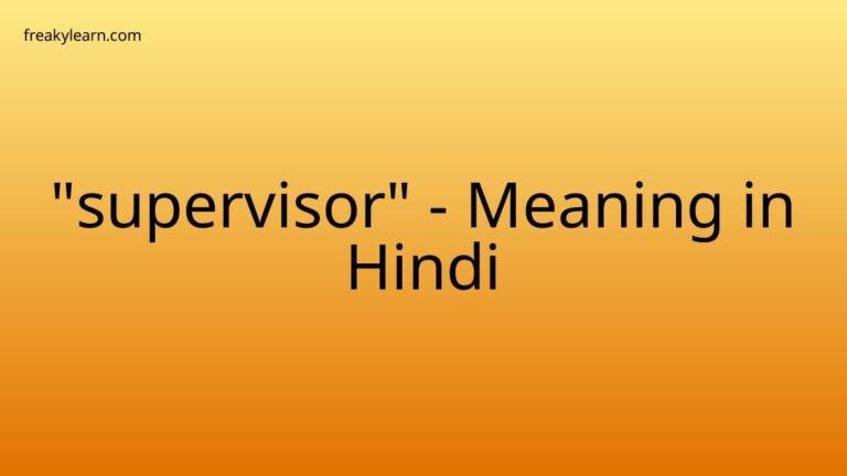 “supervisor” Meaning in Hindi