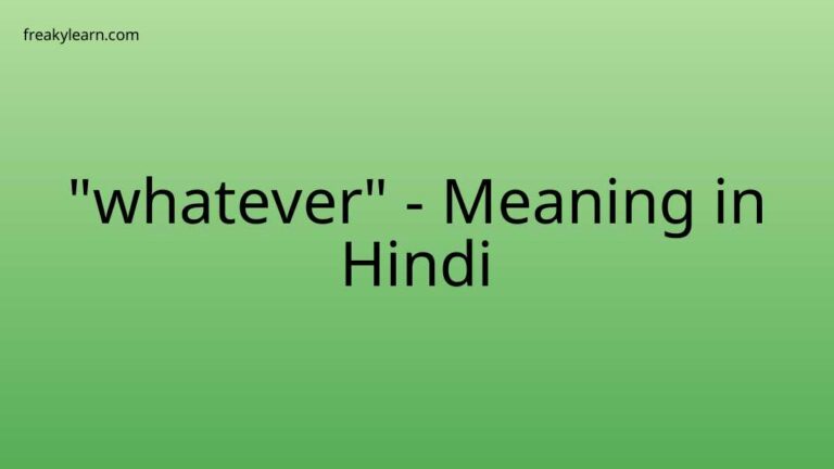 “whatever” Meaning in Hindi