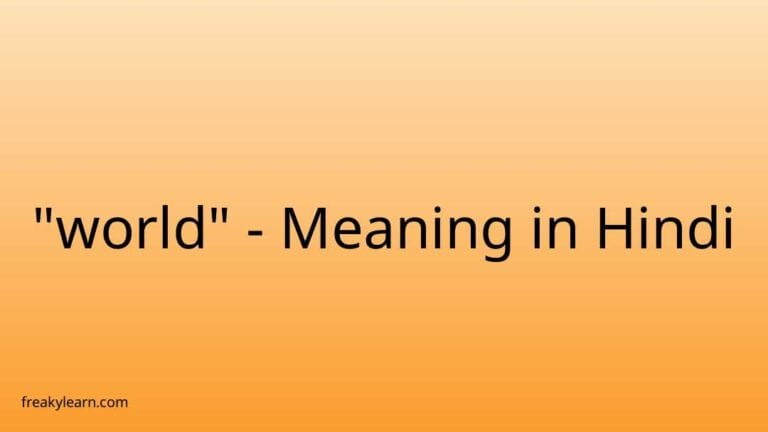 “world” Meaning in Hindi