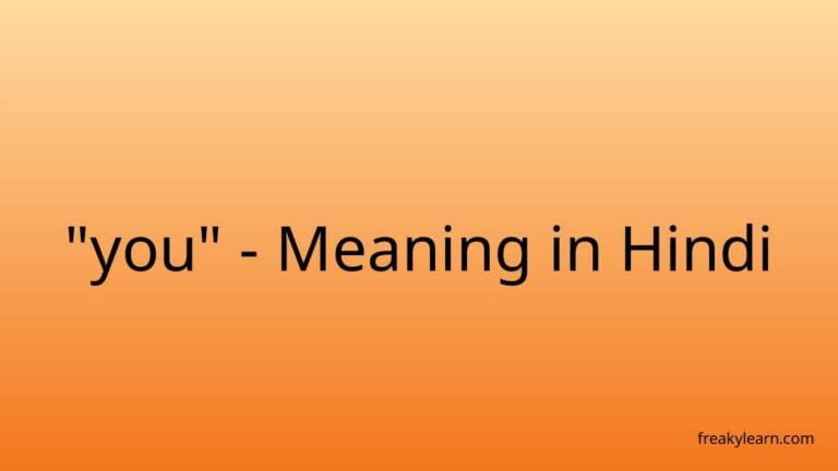 “you” Meaning in Hindi